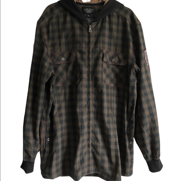Harley-Davidson Other - Harley-Davidson Men’s Hooded Plaid Flannel Shirt Jacket